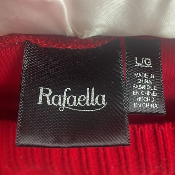 Rafaella Women’s Red Cotton Ribbed Scoop Neck Crew Long Sleeve Size Large - Picture 3 of 4